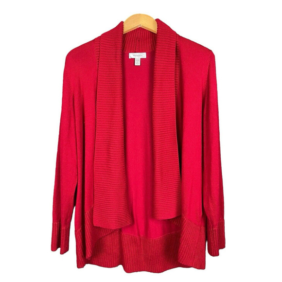 Dress Barn Open Cardigan Sweater Women Size XL Petite Red Drape Casual - Picture 6 of 9